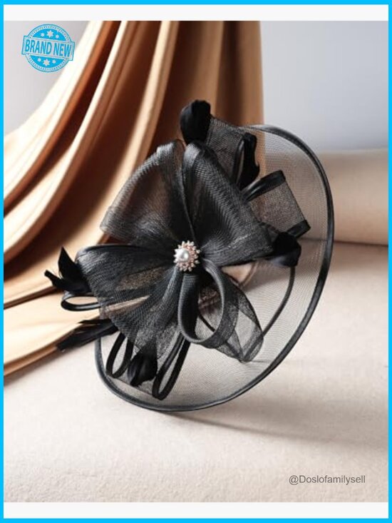 Vintage Feather Mesh Fascinator Tea Party Derby Hat with Clip Headband Versatile main image 7
